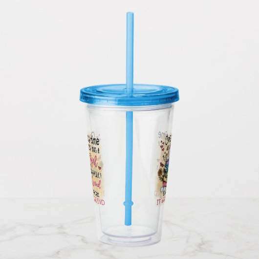 Meisje dat van boeken houdt acryl drinkbeker (Rechts)