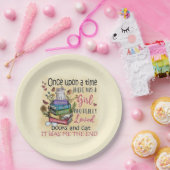 Meisje dat van boeken houdt papieren bordje (Feest)