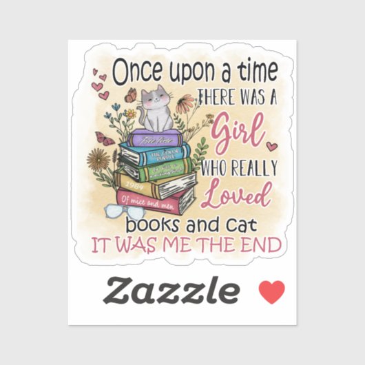 Meisje dat van boeken houdt sticker (Vel)