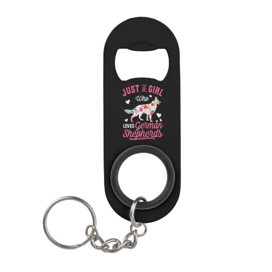 Meisje dat van de Duitse herders houdt Mini Flessenopener (Voorkant)