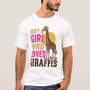 Meisje dat van Giraffen Houdt Vintage Giraffe Shir T-shirt
