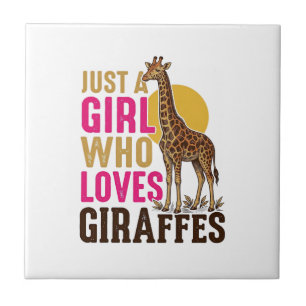 Meisje dat van giraffen houdt Vintage Giraffe Shir Tegeltje