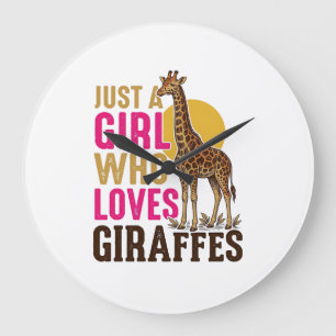 Meisje dat van Giraffen Houdt Vintage Giraffe T-sh Grote Klok