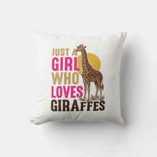 Meisje dat van giraffen houdt Vintage Giraffe T-sh Kussen