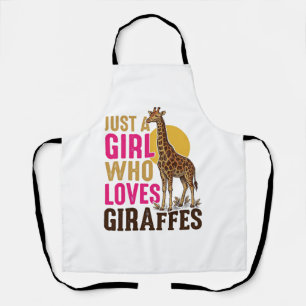 Meisje dat van Giraffen Houdt Vintage Giraffe T-sh Schort