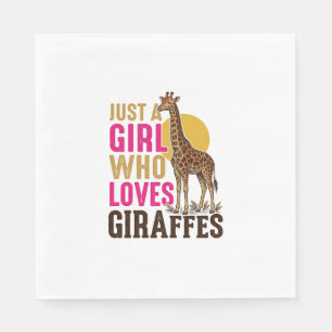 Meisje dat van giraffen houdt Vintage Giraffe T-sh Servet