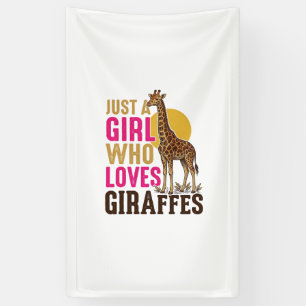 Meisje dat van Giraffen Houdt Vintage Giraffe T-sh Spandoek