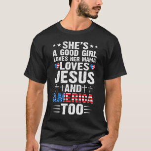 Meisje dat van haar mama houdt Jezus en Amerika 4d T-shirt