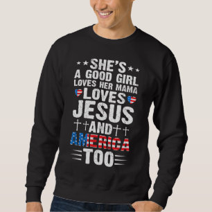 Meisje dat van haar mama houdt Jezus en Amerika 4d Trui