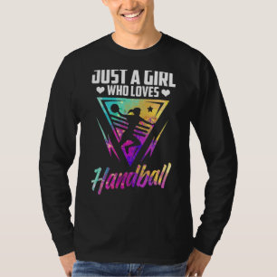 Meisje dat van Handball Sport Game Handball houdt T-shirt