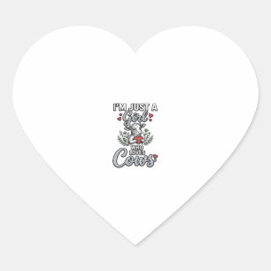 Meisje dat van koeien houdt Vintage leuk shirt ont Hart Sticker