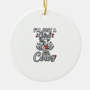 Meisje dat van koeien houdt Vintage leuk shirt ont Keramisch Ornament