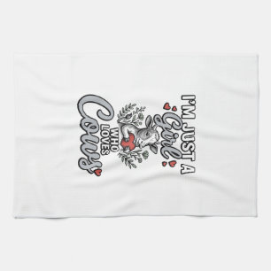 Meisje dat van koeien houdt Vintage leuk shirt ont Theedoek