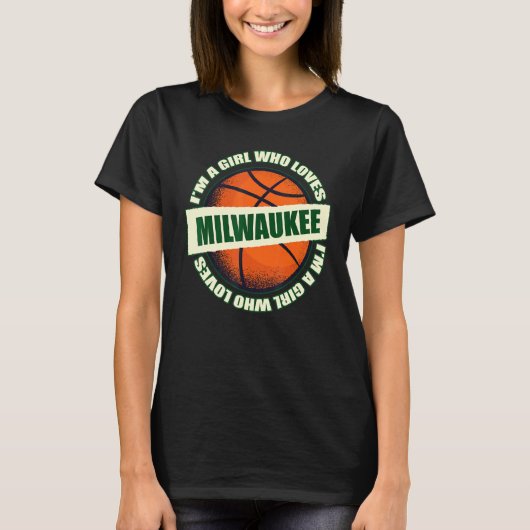 Meisje dat van Milwaukee Basketball B Ball City Wi T-shirt (Voorkant)