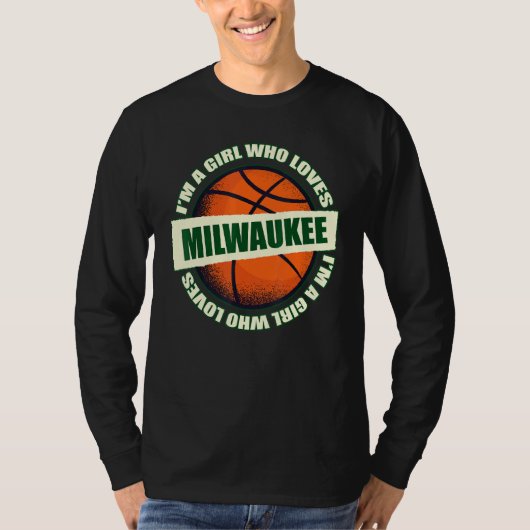 Meisje dat van Milwaukee Basketball B Ball City Wi T-shirt (Voorkant)