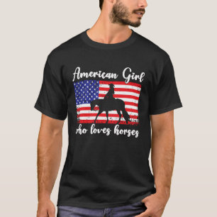 Meisje dat van paarden houdt Trots Amerikaanse Vla T-shirt