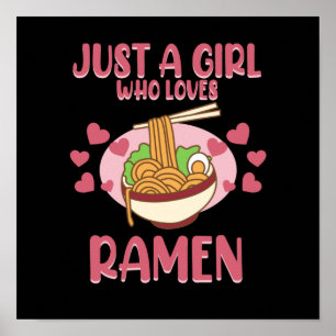 Meisje dat van Ramen Anime Kawaii Ramen Noodles Gr Poster