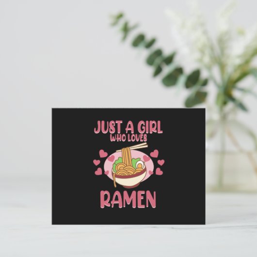 Meisje dat van Ramen Anime Kawaii Ramen Noodles Gr Uitnodiging Briefkaart (Staand voorkant)