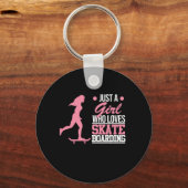 Meisje dat van Skateboarder houdt Sleutelhanger (Voorkant)