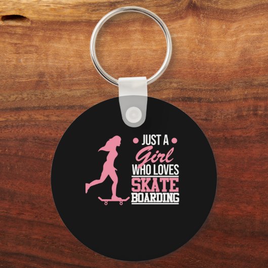 Meisje dat van Skateboarder houdt Sleutelhanger (Voorkant)