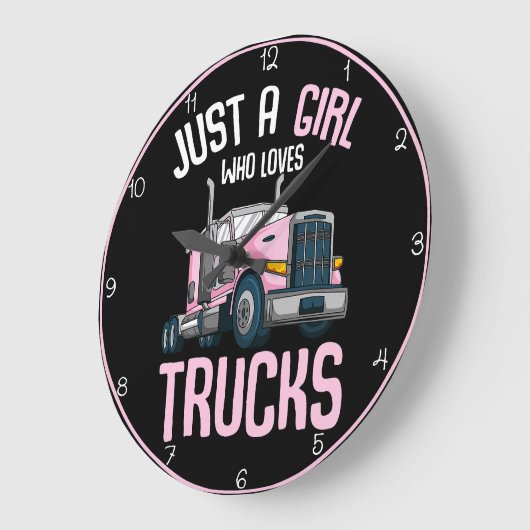 Meisje dat van vrachtwagens houdt grote klok (Hoek)