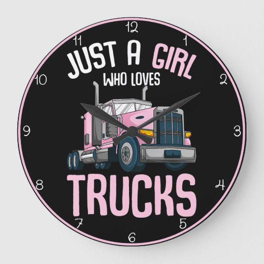 Meisje dat van vrachtwagens houdt grote klok (Voorkant)