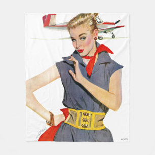 Meisje dat vliegvliegtuigen stort fleece deken