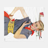 Meisje dat vliegvliegtuigen stort fleece deken (Voorkant (Horizontaal))