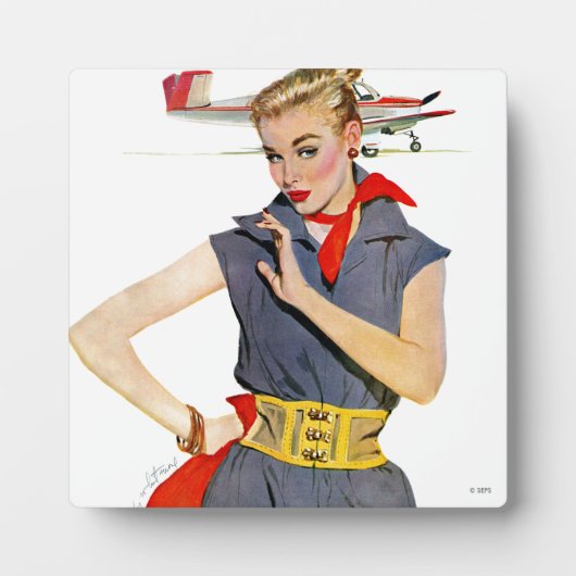 Meisje dat vliegvliegtuigen stort fotoplaat (Voorkant)