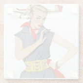 Meisje dat vliegvliegtuigen stort glazen onderzetter (Achterkant)