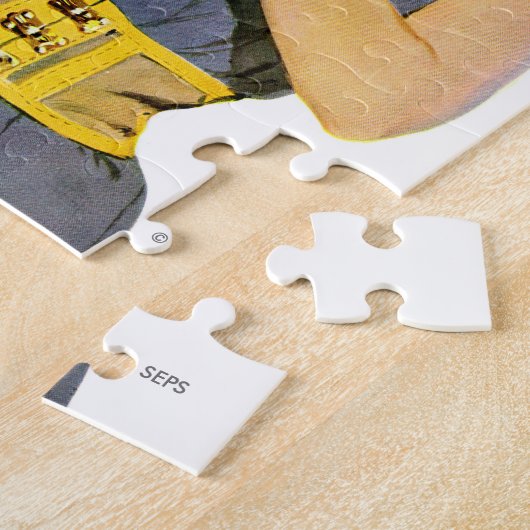 Meisje dat vliegvliegtuigen stort legpuzzel (Zijkant)