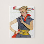 Meisje dat vliegvliegtuigen stort legpuzzel (Verticaal)