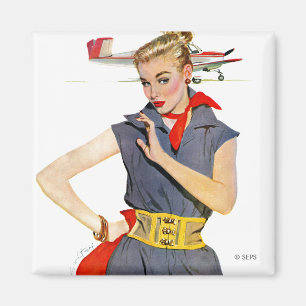 Meisje dat vliegvliegtuigen stort magneet