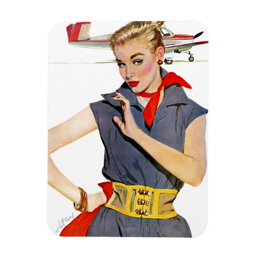 Meisje dat vliegvliegtuigen stort magneet (Verticaal)