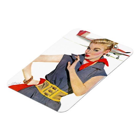 Meisje dat vliegvliegtuigen stort magneet (Linkerzijde)