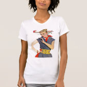 Meisje dat vliegvliegtuigen stort t-shirt (Voorkant)