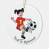 Meisje dat Voetbal Speelt Keramisch Ornament (Links)