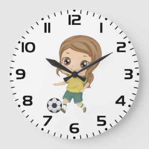Meisje dat voetball speelt Schattige kinder sporte Grote Klok