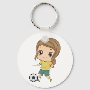 Meisje dat voetball speelt Schattige kinder sporte Sleutelhanger