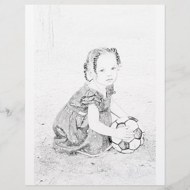 Meisje dat voetballend kleurt pagina (Voorkant)