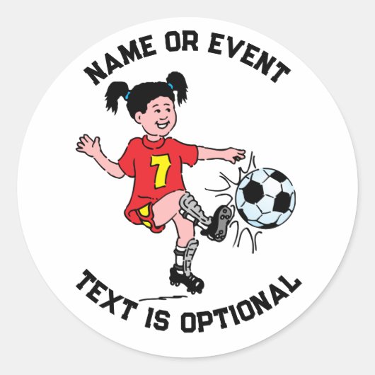 Meisje dat voetbalt ronde sticker (Voorkant)