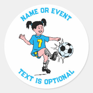 Meisje dat voetbalt  ronde sticker