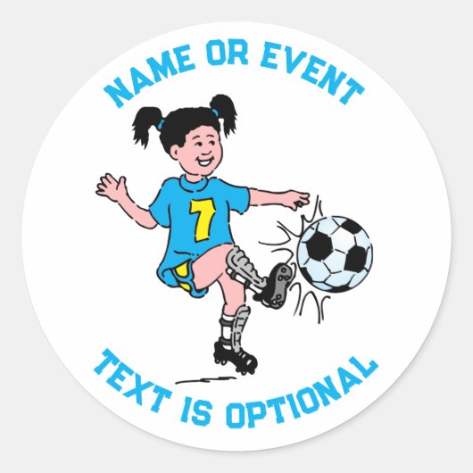 Meisje dat voetbalt ronde sticker (Voorkant)