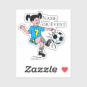 Meisje dat voetbalt  sticker (Vel)