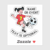 Meisje dat voetbalt sticker (Vel)