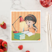 Meisje dat werkt op een bureau in Napkins Servet