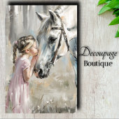 Meisje dat witte paard kust decoupage tissuepapier