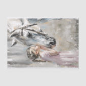 Meisje dat witte paard kust decoupage tissuepapier (Voorkant)