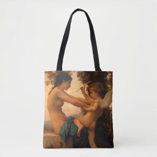 Meisje dat zich verdedigt tegen Cupido door Bougue Tote Bag (Voorkant)
