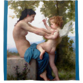 Meisje dat zich verdedigt tegen Eros Cupido Fine A Douchegordijn (Voorkant)